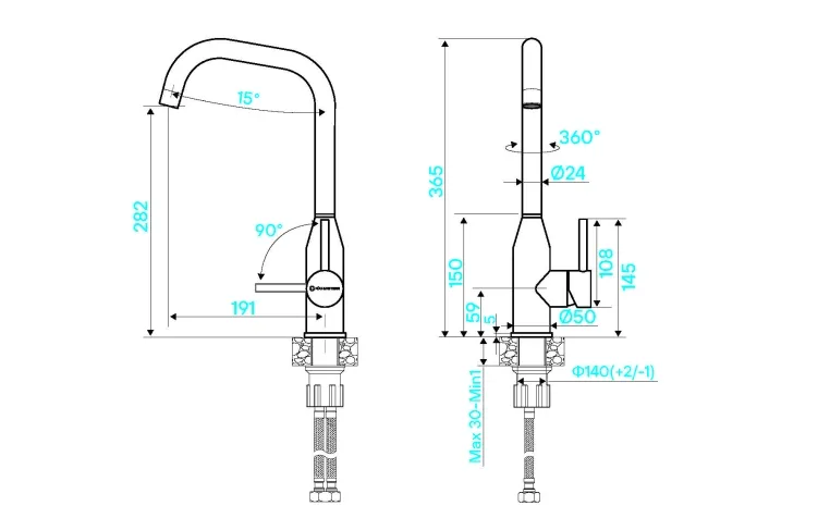 Смеситель KuchenStern Fila нерж. сталь фото