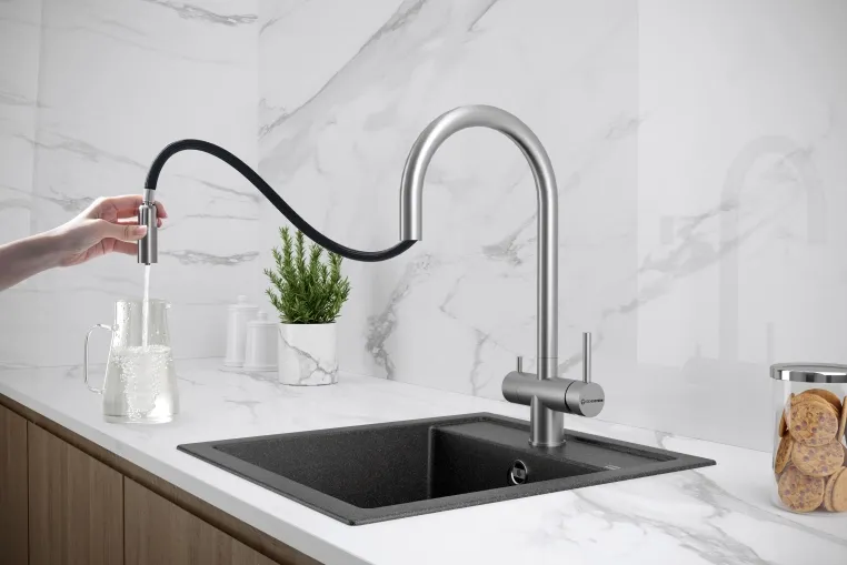 Смеситель KuchenStern Drim-FS нерж. сталь фото