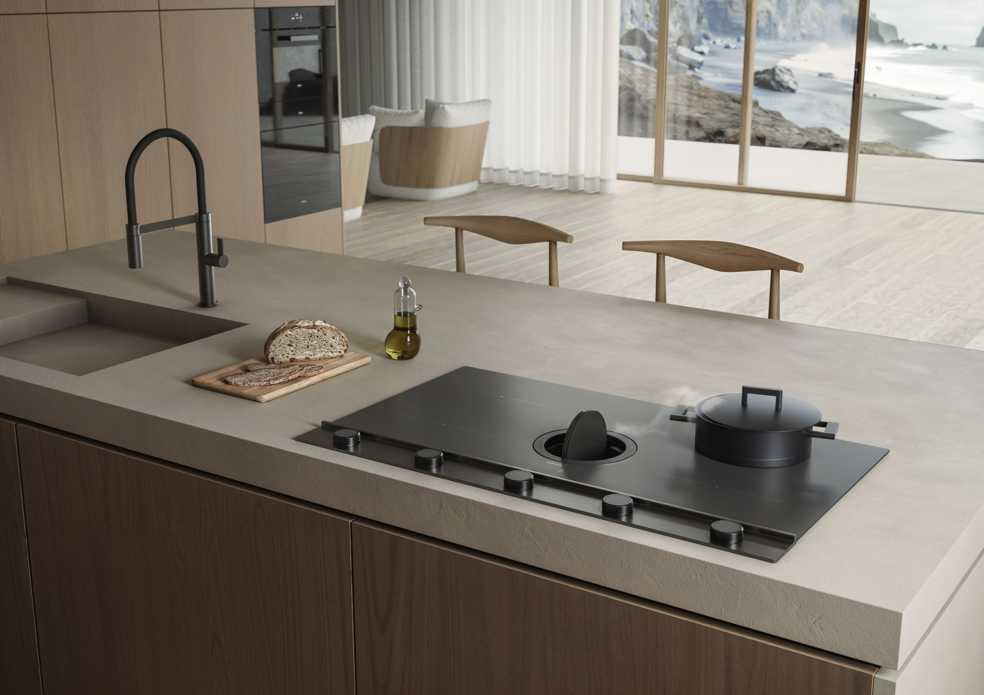 Поверхность индукционная с вытяжкой Elica Nikolatesla Unplugged RAW BR/A/90 фото